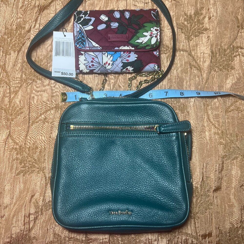 Vera Bradley Leather Crossbody and NWT RFID Riley Compact Wallet